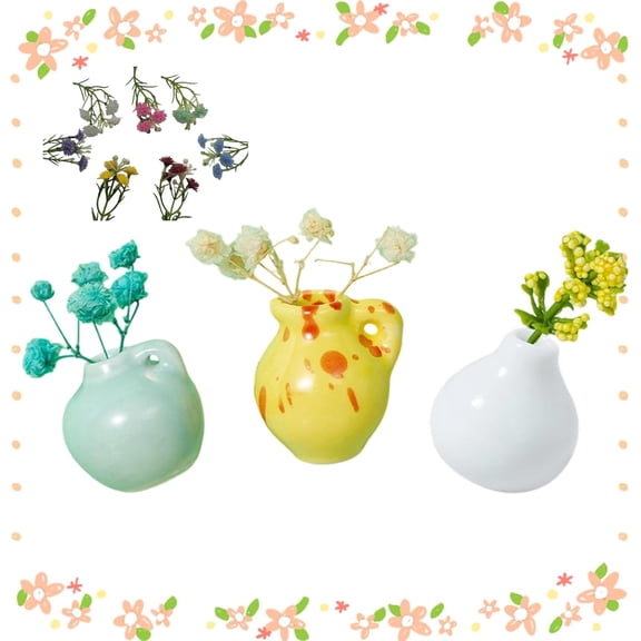 Tiny Vases Fridge Magnets, 2026 New Mini Ceramics Vase Fridge Magnet, Tiny Fridges Flower Vases Magnet Clear, Mini Flower Vase Magnets Gift Set for Refrigerator Decoration Kitchen Locker Office