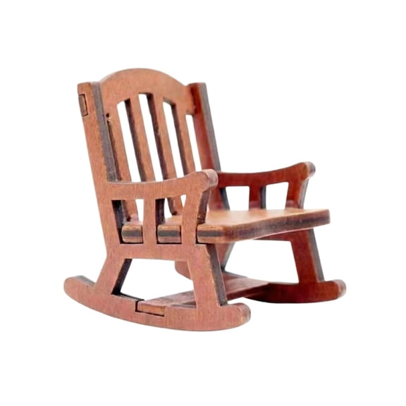 Tiny Wood Rocking Chair, 2X4 In, Miniature Sculpture, Reading Nook Display, Green Home Decor, Coffee Decor, Book Decor, Table Accent, 1 Pc