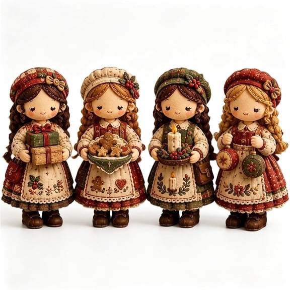 Tiny Worlds Collection, 4PCS Make Your Own Cozy Doll, Beginner Friendly Felt Doll Sewing Craft with Full Materials, Handmade Craft Gift for Adults Crafters Girls Holiday Birthday(E.)