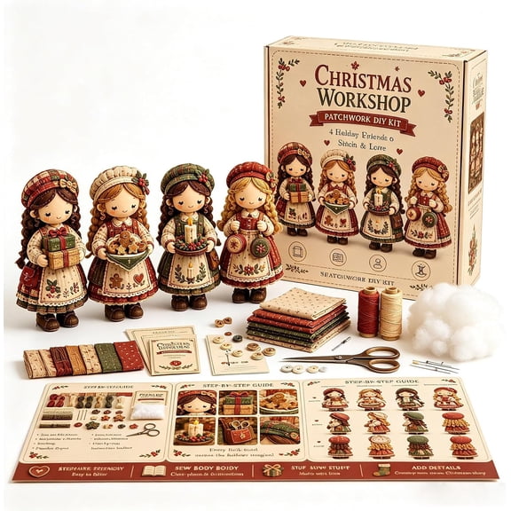 Tiny Worlds Collection, 4PCS Make Your Own Cozy Doll, Beginner Friendly Felt Doll Sewing Craft with Full Materials, Handmade Craft Gift for Adults Crafters Girls Holiday Birthday(B)