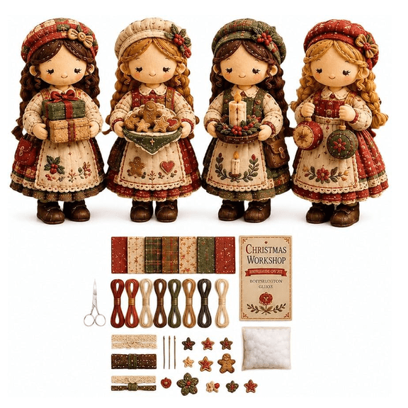 Tiny Worlds Collection Patchwork DIY Kit, Felt Doll Sewing Craft, Beginner Friendly, Includes All Materials, Multiple Themes B