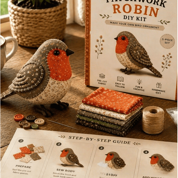 Tiny Worlds Collection Patchwork DIY Kit, Felt Doll Sewing Craft, Beginner Friendly, Includes All Materials, Multiple Themes WOODLAND FOLK A1