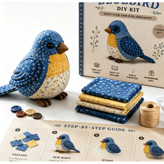 Tiny Worlds Collection, Patchwork DIY Kit Series, Creative Sewing Art Craft Kit for Beginners Home Decor Unique Handmade Gift with Multiple Theme Options CHRISTMAS WORKSHOP A3