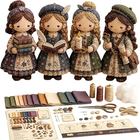 Tiny Worlds Collection – Patchwork DIY Kit Series, Patchwork Doll Kit with Full Materials and Instructions, Felt Doll Sewing Craft Kit for Beginners Holiday & Birthday Gift (#C)