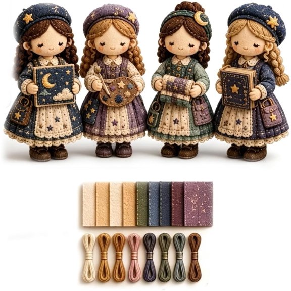 Tiny Worlds Collection – Patchwork DIY Kit Series, Patchwork Sewing kit for Beginner, Handmade Fabric Character Craft Kit with Materials & Instructions, Home Decor Unique Handmade Gift(D)