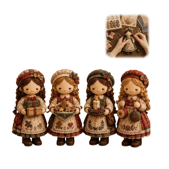 Tiny Worlds Patchwork Sewing Kit, Felt Doll DIY Craft Set, Beginner Friendly with All Materials, Multiple Character Themes CHRISTMAS WORKSHOP A11