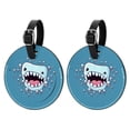 thumbnail image 1 of Tiny teeth 2Pcs PU Leather Round Luggage Tags with Privacy Cover and Name ID Tag for Suitcase, Handbags, Backpacks, School Bags, 1 of 6