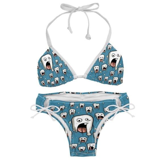Tiny teeth Detachable Sponge Adjustable Strap Bikini Set Two-Pack, Ideal for Beach and Pool Parties