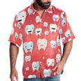 thumbnail image 1 of Tiny teeth Men's Button Down Casual Hawaiian Print Short Sleeve Summer Beach Shirt, 1 of 6