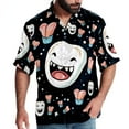 thumbnail image 1 of Tiny teeth Men's Casual Printed Button Down Short Sleeve Poplin Hawaiian Beach Shirt with Spread Collar Tops, 1 of 6