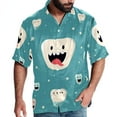 thumbnail image 1 of Tiny teeth Men's Casual Printed Button Down Short Sleeve Spread Collar Beach Shirts for Summer, Unisex, 1 of 6