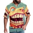 thumbnail image 1 of Tiny teeth Men's Poplin Casual Printed Button Down Short Sleeve Summer Beach Shirts Unisex, 1 of 6