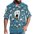 thumbnail image 1 of Tiny teeth Men's Short Sleeve Beach Shirts Button Down Poplin Casual Printed Summer Unisex, 1 of 6