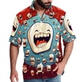 thumbnail image 1 of Tiny teeth Men's Short Sleeve Button Down Hawaiian Shirts for Summer Beach Casual Printed Style, 1 of 6