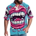 thumbnail image 1 of Tiny teeth Men's Short Sleeve Button Down Spread Collar Beach Shirts, 1 of 6