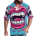 thumbnail image 1 of Tiny teeth Men's Short Sleeve Poplin Shirt, Casual Printed Button Down, Summer Beach Hawaiian Shirts, Unisex, 1 of 6