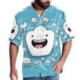 thumbnail image 1 of Tiny teeth Men's Short Sleeve Shirts, Casual Hawaiian Print Button Down Summer Beach Top Unisex, 1 of 6