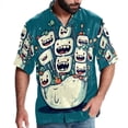 thumbnail image 1 of Tiny teeth Men's Spread Collar Poplin Beach Shirts - Casual Printed Button Down Short Sleeve Summer Tops for Unisex, 1 of 6
