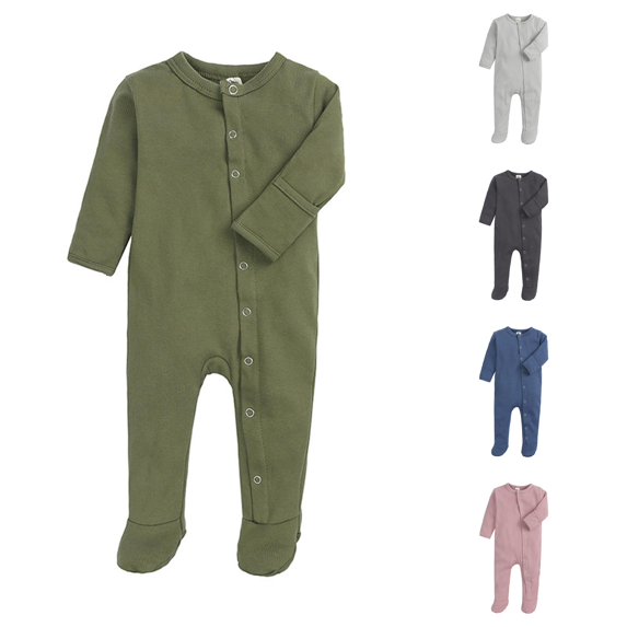 TinyBloomm 9 Months Clothes Baby Footed Pajamas With Mitten Unisex Snap Up Romper Jumpsuit Sleep And Play 0 12 Months, Size 9-12 Months