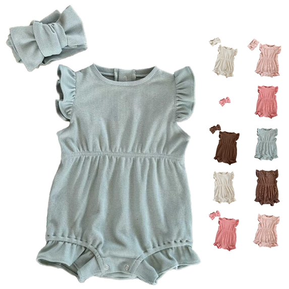 TinyBloomm And Toddler Matching Outfits Baby Girl's Sleeveless Jumpsuit Bodysuit Summer Clothing For 0 1 Year, Size 12-18 Months