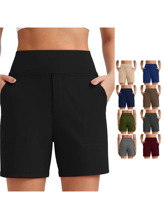 Athletic Shorts for Women Sleek Solid Flex Yoga Shorts For Fitness And Casual Wear Lightweight Stretchy Gym Shorts With High Wlex Comfort, Size L