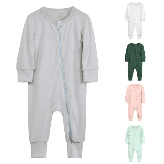 TinyBloomm Baby Boy Summer Romper Baby Rompers Footless Pajamas Zipper Long Sleeve Sleeper Jumpsuit, Size 18