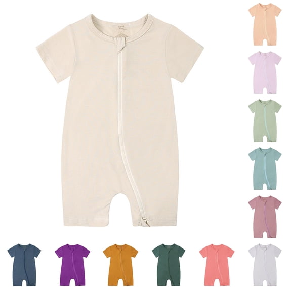 TinyBloomm Baby Clothes Baby Girls Boys Rompers Pajamas Zipper Short Sleeve Sleeper Jumpsuit, Size 3-6 Months