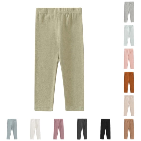 TinyBloomm Baby Toddler Girls Toddler Boys Autumn Solid Color Elastic Waist Sweatpants With And Leggings Warm Pull On Pants, Size 6-12 Months