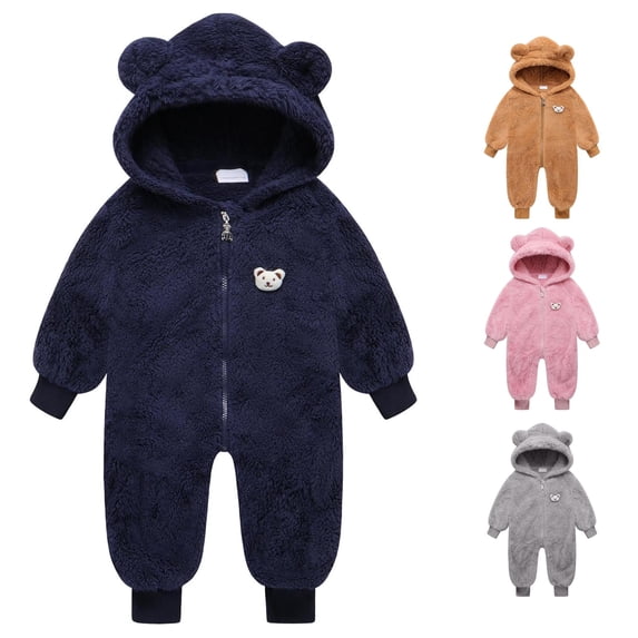 TinyBloomm Birthday First Girl Baby Boy Girl Hooded Snowsuit Winter Warm Clothes Coat Jumpsuit Toddler Outfit, Size 12-18 Months