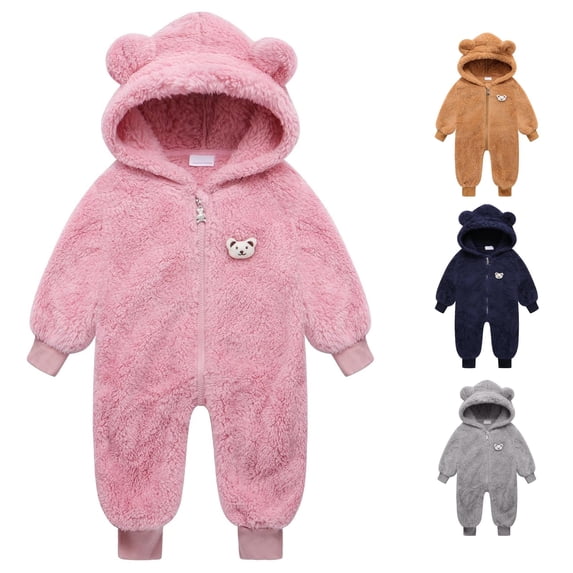 TinyBloomm Birthday First Girl Baby Boy Girl Hooded Snowsuit Winter Warm Clothes Coat Jumpsuit Toddler Outfit, Size 12-18 Months