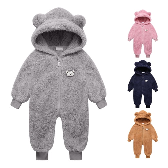 TinyBloomm Birthday First Girl Baby Boy Girl Hooded Snowsuit Winter Warm Clothes Coat Jumpsuit Toddler Outfit, Size 18-24 Months