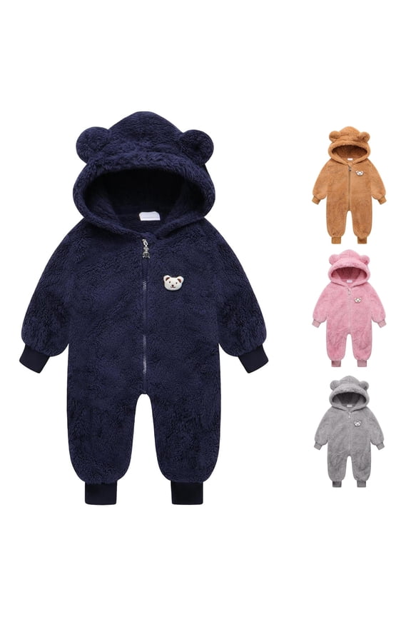 Birthday First Girl Baby Boy Girl Hooded Snowsuit Winter Warm Clothes Coat Jumpsuit Toddler Outfit, Size 3-6 Months