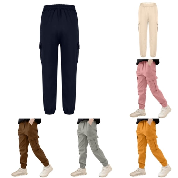 TinyBloomm Boys Cargo Jogger Pants Fashion Casual Tapered Ankle Pants For Big Kids Youth Pure Color Loose Fit Comfortable Outdoor School Wear, Size 15-16 Years