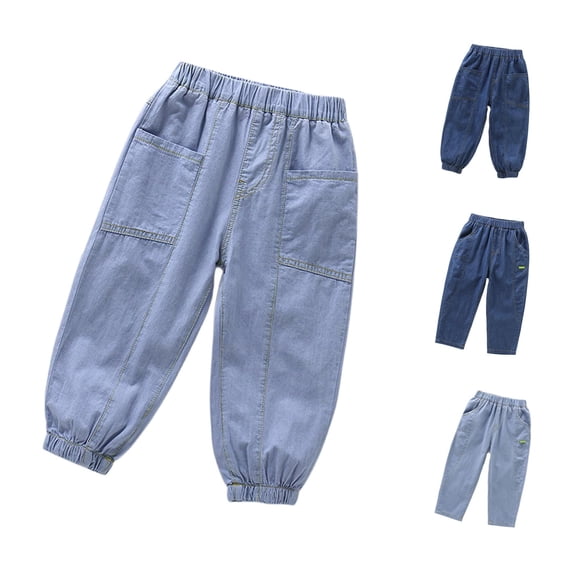 TinyBloomm Boys Casual Pants For Toddlers And Kids Lightweight Elastic Waist Comfortable Everyday Wear Spring Summer Loose Fit Pure Color Long Trousers Age 2 12, Size 8-9 Years