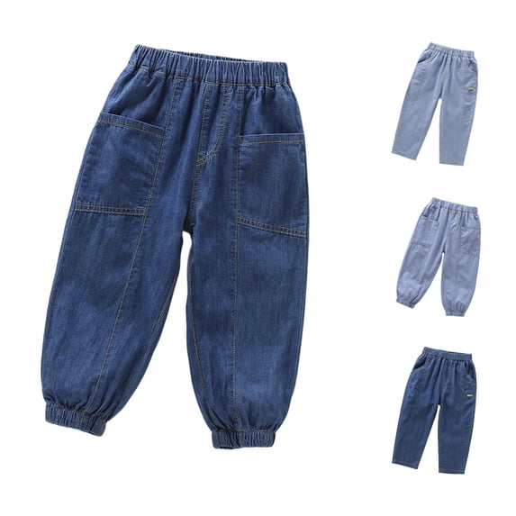 TinyBloomm Boys Casual Pants For Toddlers And Kids Lightweight Elastic Waist Comfortable Everyday Wear Spring Summer Loose Fit Pure Color Long Trousers Age 2 12, Size 3-4 Years