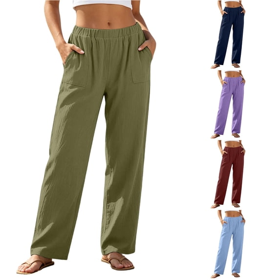 TinyBloomm Casual Dress Pants for Women Summer Women's Pants Wide Trousers Flowy Large Size Casual Pants Casual Solid Color Fashion Pant Lightweight Sport Length Pants With Pockets, Size XXXXL