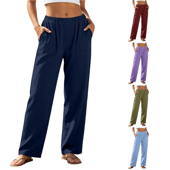 TinyBloomm Casual Dress Pants for Women Summer Women's Pants Wide Trousers Flowy Large Size Casual Pants Casual Solid Color Fashion Pant Lightweight Sport Length Pants With Pockets, Size XXXXL