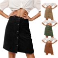 thumbnail image 1 of TinyBloomm Corduroy Skirt High Waisted Button Down A Line Fall Winter Short Skirt With Pockets Casual Stretch Comfort Fit Skirt Table Fringe, Size XL, 1 of 4