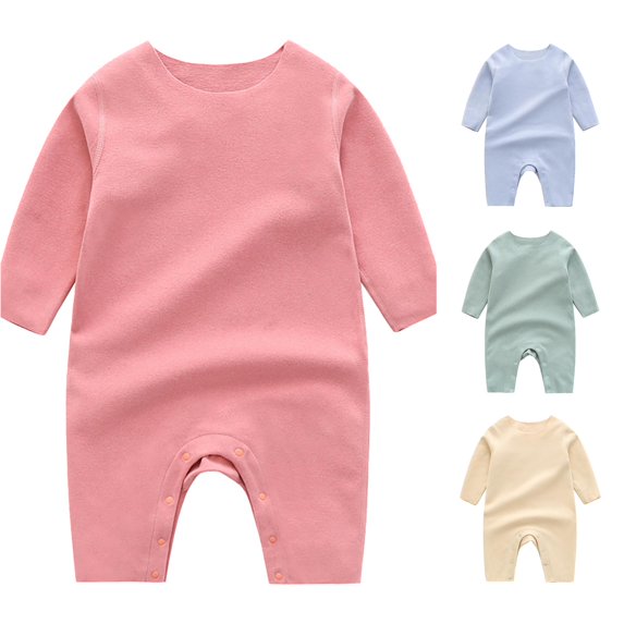 TinyBloomm Fall Clothes for Baby Boy Toddler Boys Thermal Underwear Solid Rompers Jumpsuits, Size 0-3 Months