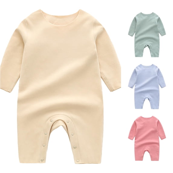 TinyBloomm Fall Clothes for Baby Boy Toddler Boys Thermal Underwear Solid Rompers Jumpsuits, Size 12-18 Months