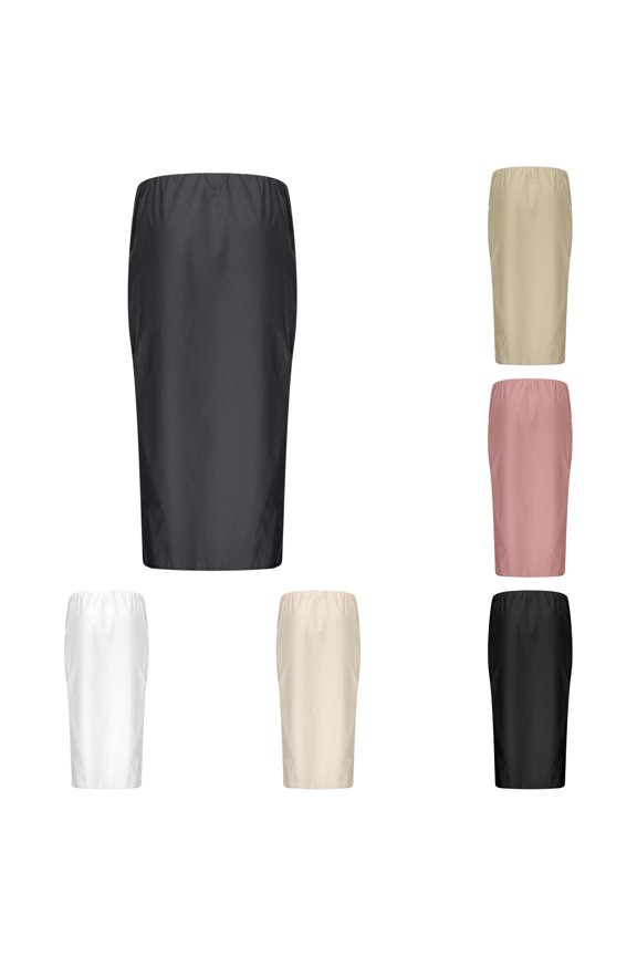 Flared Skirt With Back Slit Elastic Waist Long Flowy Ankle Length Skirt Half Skirt, Size L