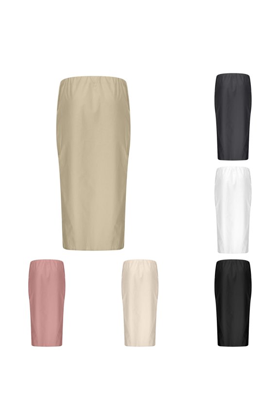 Flared Skirt With Back Slit Elastic Waist Long Flowy Ankle Length Skirt Half Skirt, Size L