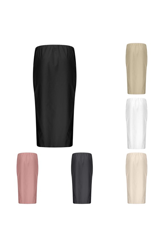 Flared Skirt With Back Slit Elastic Waist Long Flowy Ankle Length Skirt Half Skirt, Size S
