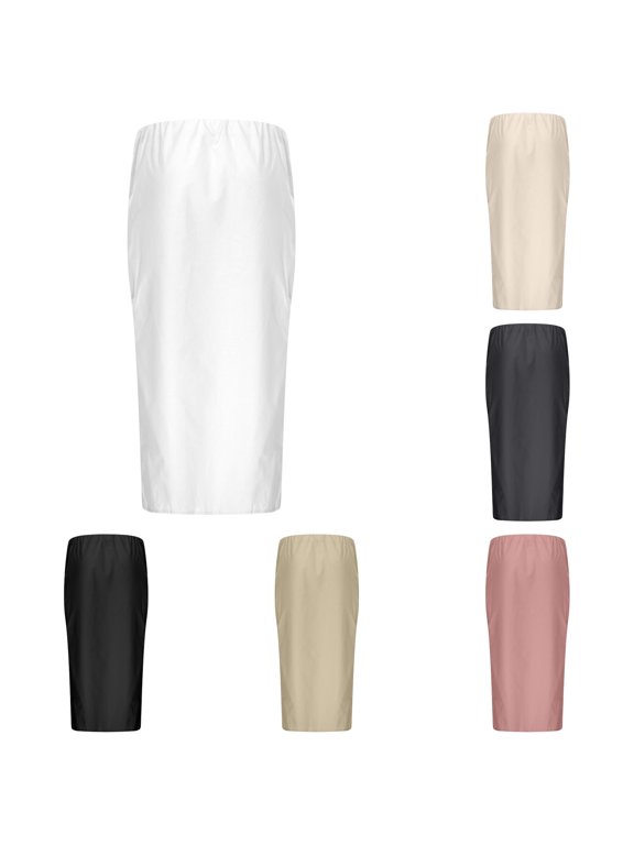 Flared Skirt With Back Slit Elastic Waist Long Flowy Ankle Length Skirt Half Skirt, Size XS
