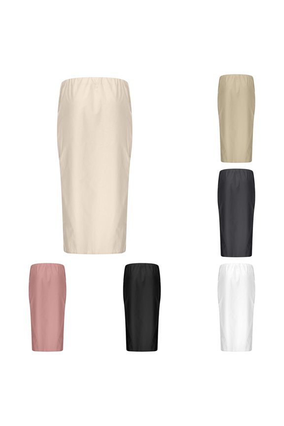 Flared Skirt With Back Slit Elastic Waist Long Flowy Ankle Length Skirt Half Skirt, Size XS