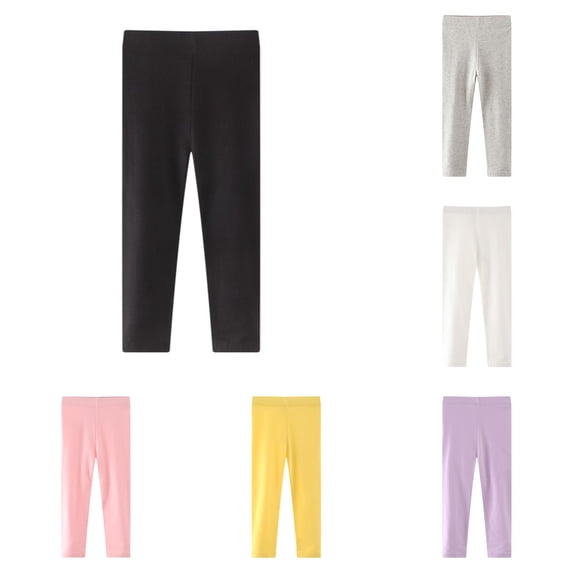 TinyBloomm Girls' Autumn Style Leggings Pants Solid Elastic Children's Pants Baby's Winter Pants, Size 5-6 Years