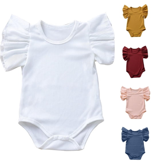 TinyBloomm Girls Ballet Outfit Baby Boys Girls Solid Ruffle Romper Bodysuit Clothes Outfits, Size 12-18 Months