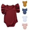 thumbnail image 1 of TinyBloomm Girls Ballet Outfit Baby Boys Girls Solid Ruffle Romper Bodysuit Clothes Outfits, Size 18-24 Months, 1 of 5