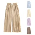 thumbnail image 1 of TinyBloomm Girls Casual Pants Wide Leg Palazzo Boho Summer Trousers For Toddler Kids Youth Comfortable Elastic Waist Lightweight Breathable, Size 4-5 Years, 1 of 7