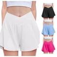 thumbnail image 1 of TinyBloomm Girls Flowy Shorts With Spandex Liner 2 In 1 Athletic Running Shorts With Pockets Kids Butterfly Skorts, Size 9-10 Years, 1 of 4